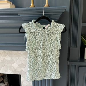 Anthropologie Dolan Mint Lace Fitted Top